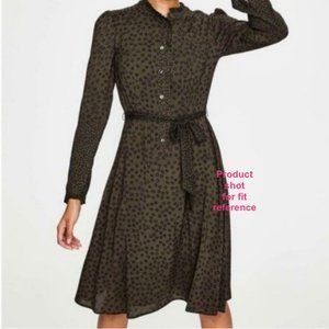 Boden Melissa Ruffle Neck Dress in Khaki Daisy